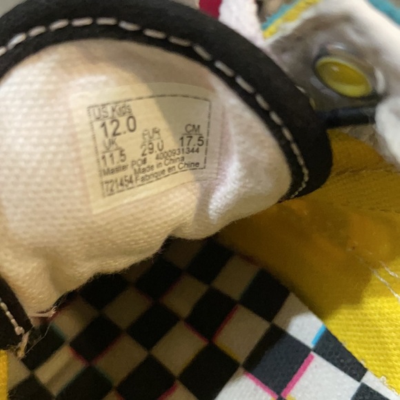 VANS Kids Checkerboard Old Skool Lace Up Sneakers Aqua Pink & Yellow - Picture 7 of 8